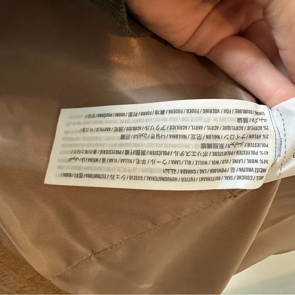 NWT Abercrombie & Fitch Wool Blend Tan Button Peacoat Coat with Scarf Sz S - Picture 8 of 8